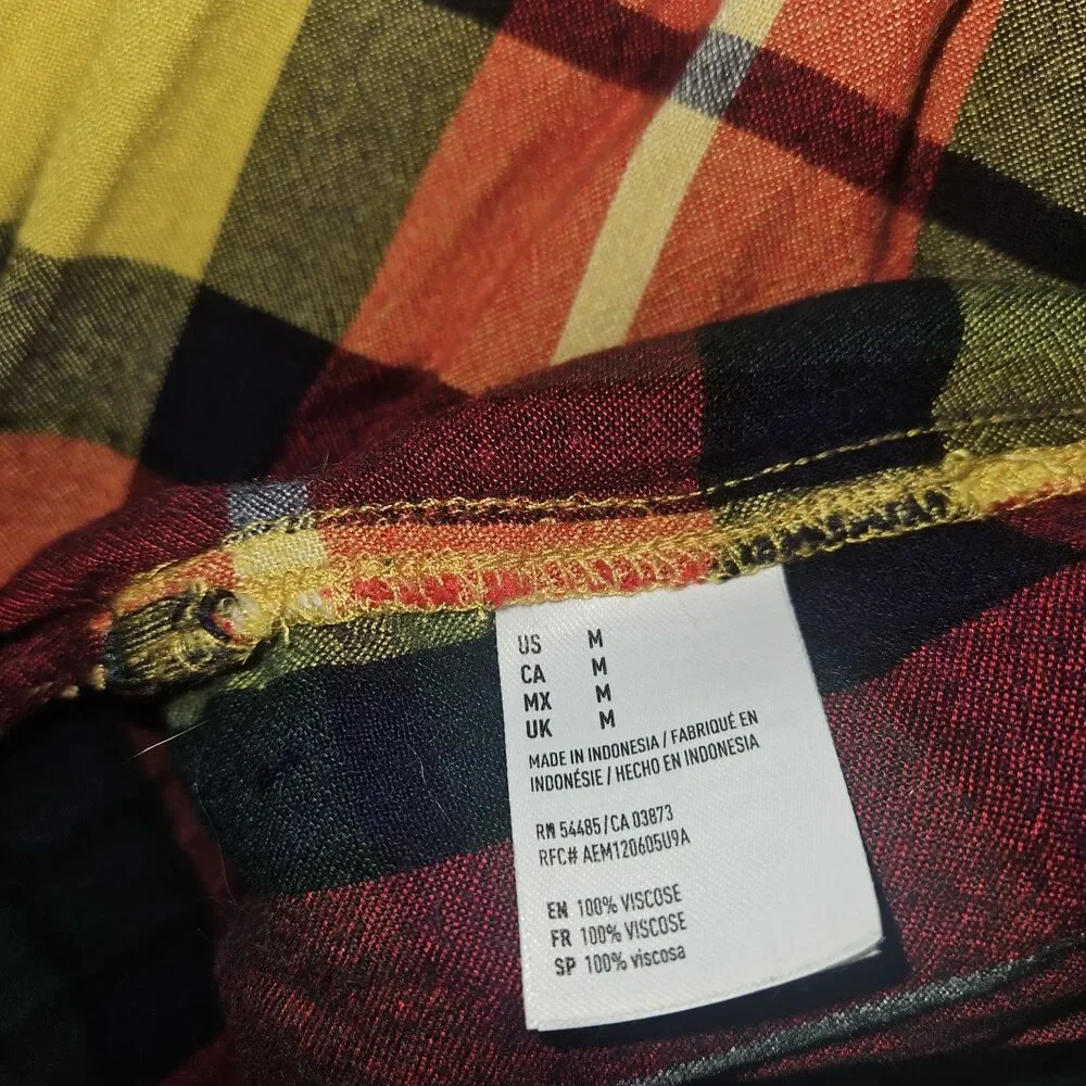 Womens American Eagle Outfitters Boyfriend Fit Plaid Button Down Shirt Size Med - Picture 4 of 7